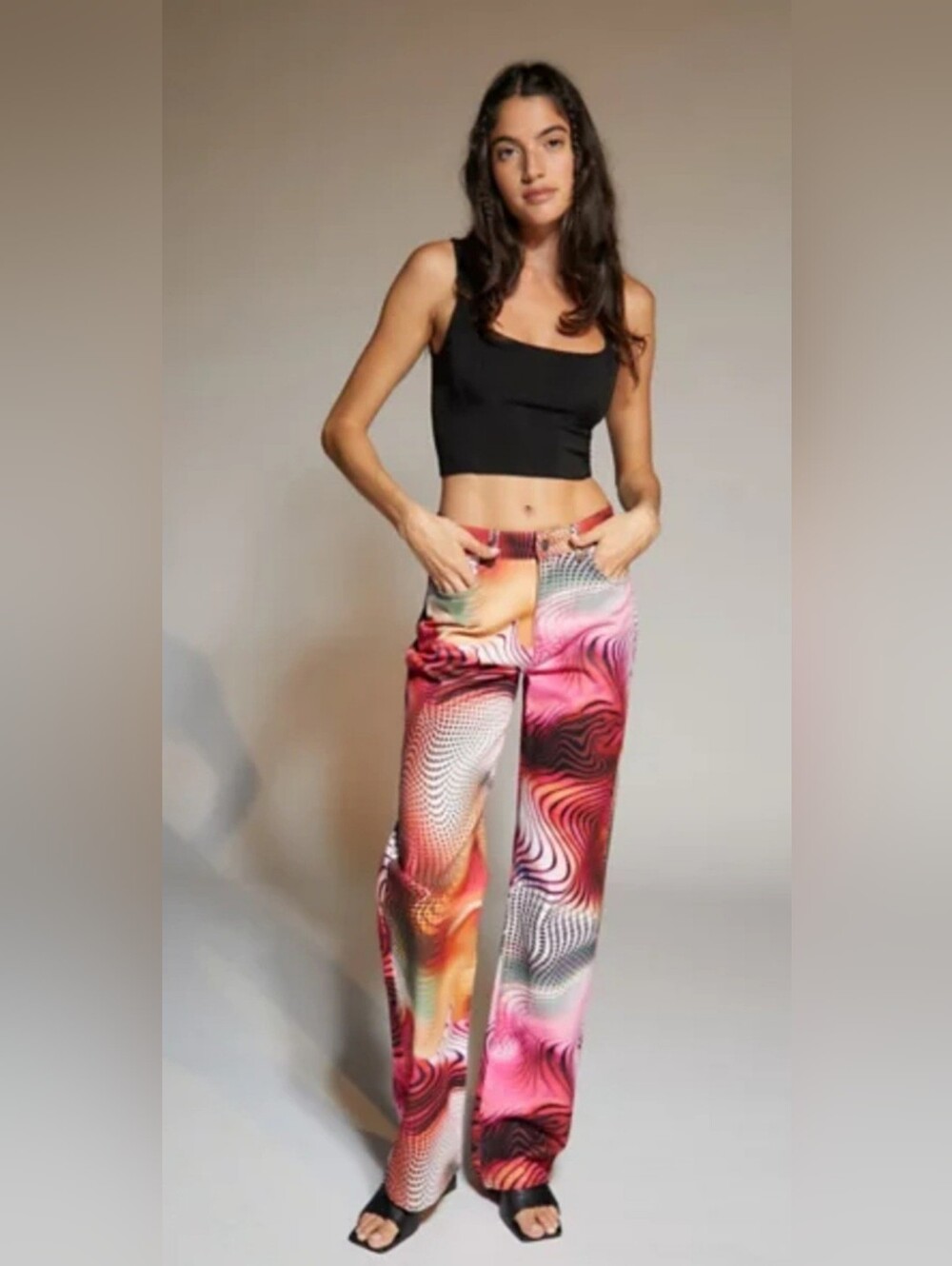JADED LONDON Y2K Swirl Slouchy Fit Boyfriend Jeans Wide Leg
